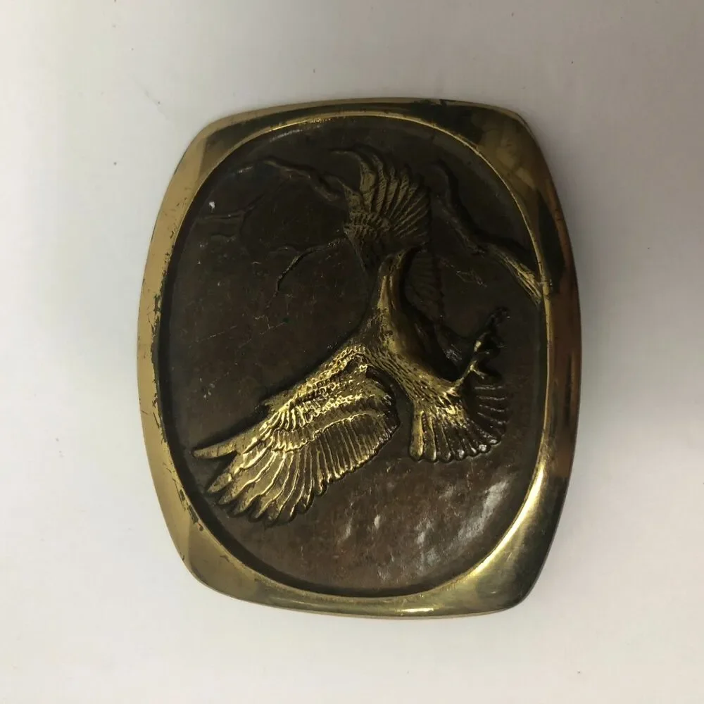 Vintage 1984 Sculptured by STEVEN L KNIGHT Solid Bronze Belt Buckle EAGLE
